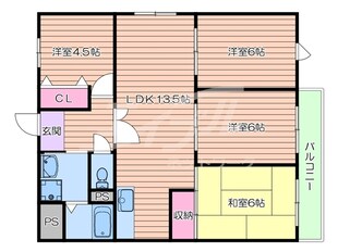 千里山駅 徒歩15分 4階の物件間取画像